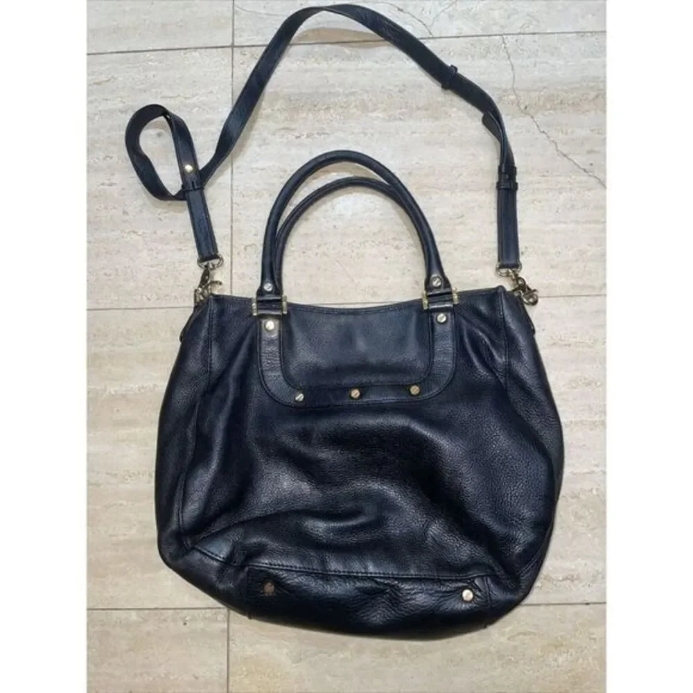 Tory Burch Amanda Hobo Black Pebbled Leather Handbag Satchel Shoulder Messenger - Picture 3 of 14